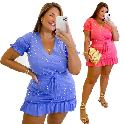 Fashion Evening Party Club Dress For Women Short Sleeve Irregular Ruffle Robe Dinner Dress Female African Clothing White Vestido