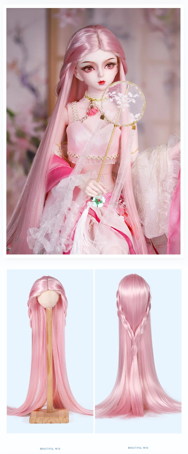 Wig for 1/3 BJD Smooth hair AI MSD SD Kit Toy Gift suit 60cm doll
