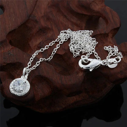 925 Sterling Silver Round Crystal Necklaces For Women Luxury Quality Jewelry Accesories Money 925  Everything