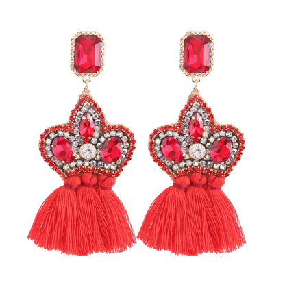 New Earrings Tassel Drop Earring Jewelry Earrings For Women Crystal Earrings Crown Dangle Earrings Long Earrings Boho Earings