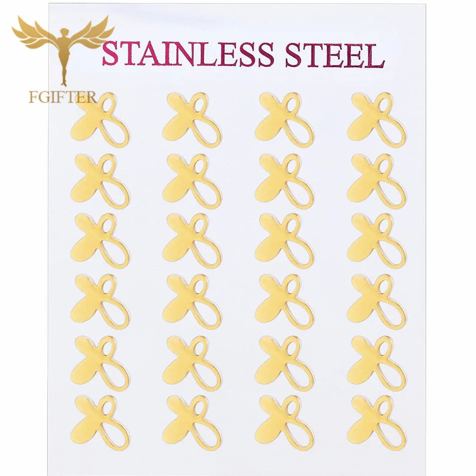 Wholesale Stainless Steel Earrings for Women Girl Animal Clover Flower Cat Bird Unicorn Bear Butterfly Dragonfly Dog Ear Studs