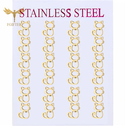 Wholesale Stainless Steel Earrings for Women Girl Animal Clover Flower Cat Bird Unicorn Bear Butterfly Dragonfly Dog Ear Studs