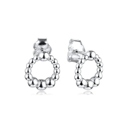 Beaded Circle Stud Earrings for Women Fashion Jewelry 925 Sterling Silver Earrings Female Classic Party Jewelry 2020 New Coming