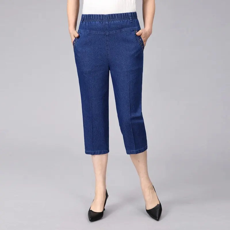 Casual Jeans Capris Female Summer Women Calf-Length Denim Pants Mom Jeans High Waist Jean For Woman jeans mujer