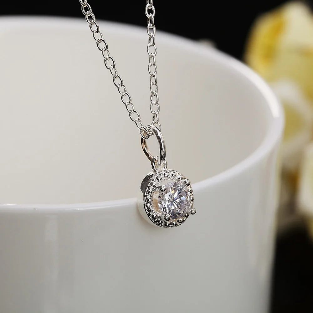 925 Sterling Silver Round Crystal Necklaces For Women Luxury Quality Jewelry Accesories Money 925  Everything