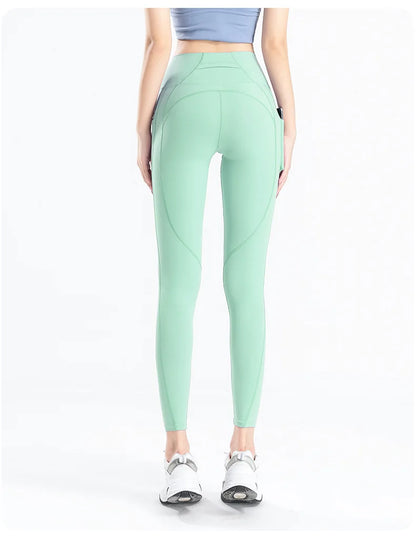 Women Yoga Pants Naked Feeling Stretchy Sports Tights Pocket High Waist Leggings Running Fitness Leggings Workout Gym Clothing
