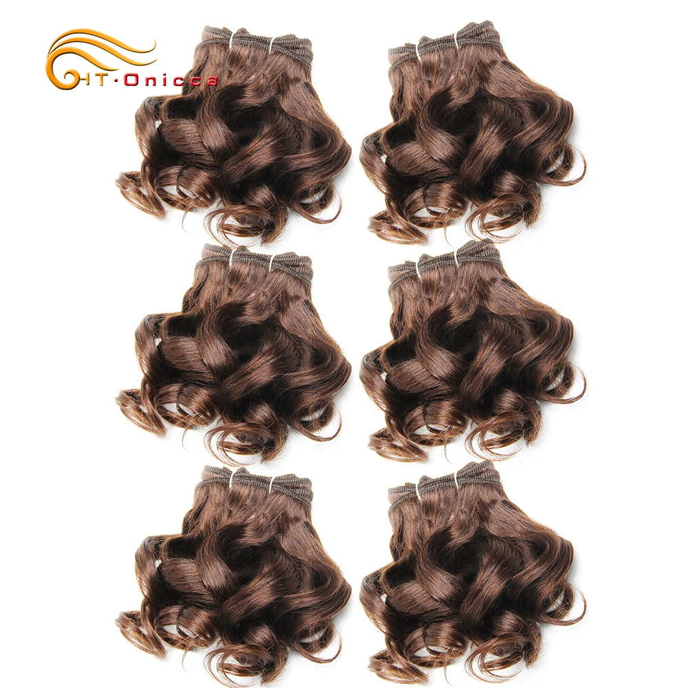 Curly Brazilian Hair Weave Bundles Bouncy Opran Curls Ombre Human Hair Bundles 8 Inch 6 Bundles Short Hair Extension