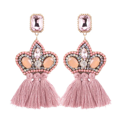 New Earrings Tassel Drop Earring Jewelry Earrings For Women Crystal Earrings Crown Dangle Earrings Long Earrings Boho Earings