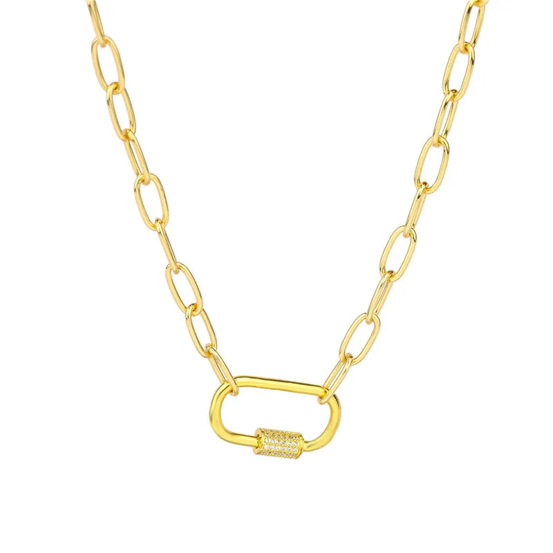 Necklace For Women Punk thick chain necklace zircon spiral Clasps pendant necklace women 2020 latest design charm jewelry