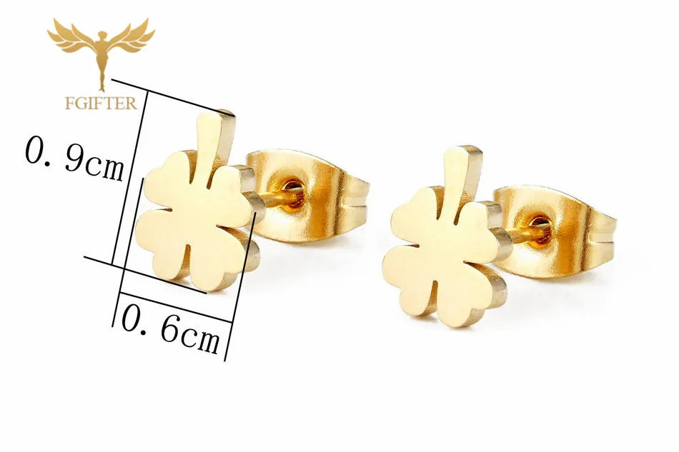 Wholesale Stainless Steel Earrings for Women Girl Animal Clover Flower Cat Bird Unicorn Bear Butterfly Dragonfly Dog Ear Studs