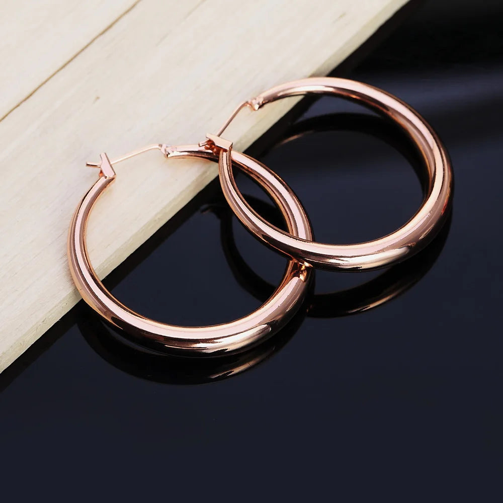 925 Sterling Silver 3.5cm Round earrings high quality 18K gold plated  Fashion Jewelry Wedding Christmas Gift