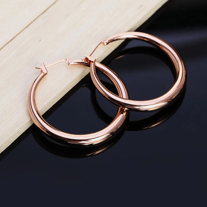 925 Sterling Silver 3.5cm Round earrings high quality 18K gold plated  Fashion Jewelry Wedding Christmas Gift