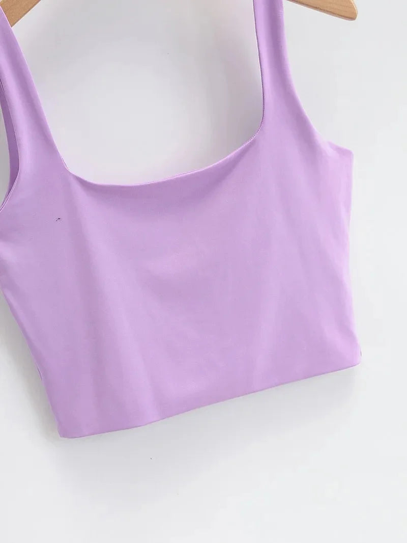 2022 Summer Women Sexy Sleeveless Tops Fashion Short Square Collar Tank Tops 6 Colors
