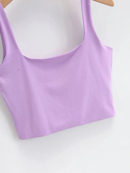 2022 Summer Women Sexy Sleeveless Tops Fashion Short Square Collar Tank Tops 6 Colors