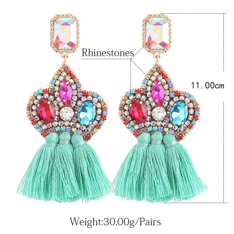 New Earrings Tassel Drop Earring Jewelry Earrings For Women Crystal Earrings Crown Dangle Earrings Long Earrings Boho Earings