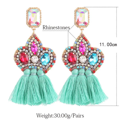New Earrings Tassel Drop Earring Jewelry Earrings For Women Crystal Earrings Crown Dangle Earrings Long Earrings Boho Earings