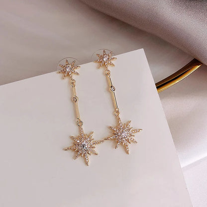 Fashion crystal star long earrings for women with earrings for friends gift trendy Earrings exaggerated Earrings