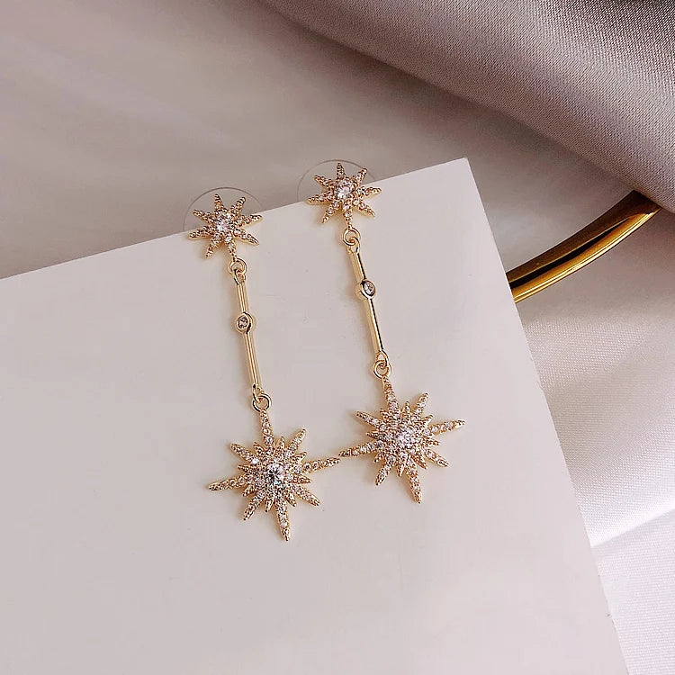 Fashion crystal star long earrings for women with earrings for friends gift trendy Earrings exaggerated Earrings
