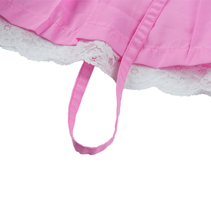 Women Skirts 2021 New Straps Decor Harakuju Lolita High Waist Mini Pleated Skirt School Girls Lace Hem Cute Streetwear