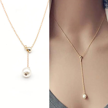 New Korean Pearl Necklaces for Women Gold Color Link Chain Choker Fashion Neck Accessories Elegant Collar bijoux femme