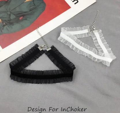 New Lace Collar Black White Necklace 2021 Black White Clavicle Choker INS Style Short Necklace for Women Jewelry Wholesale