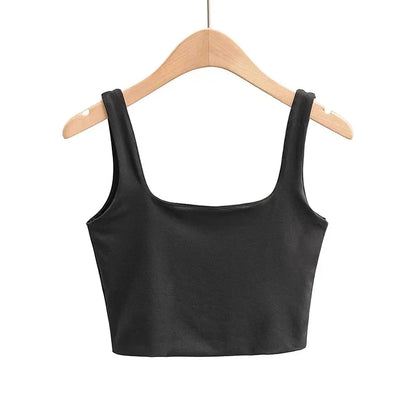 2022 Summer Women Sexy Sleeveless Tops Fashion Short Square Collar Tank Tops 6 Colors