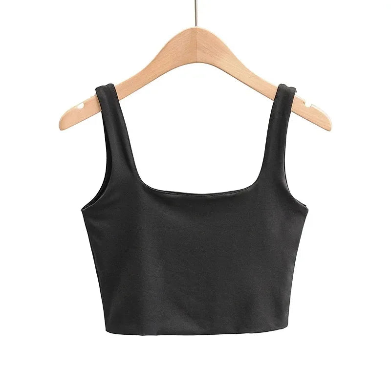 2022 Summer Women Sexy Sleeveless Tops Fashion Short Square Collar Tank Tops 6 Colors