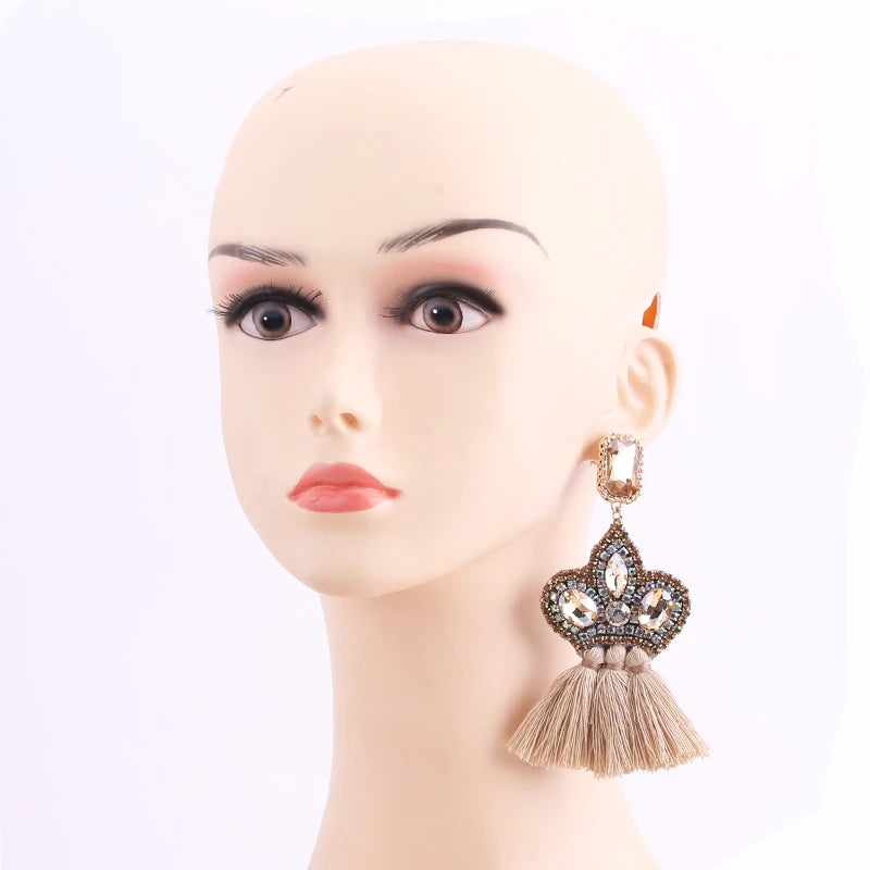 New Earrings Tassel Drop Earring Jewelry Earrings For Women Crystal Earrings Crown Dangle Earrings Long Earrings Boho Earings