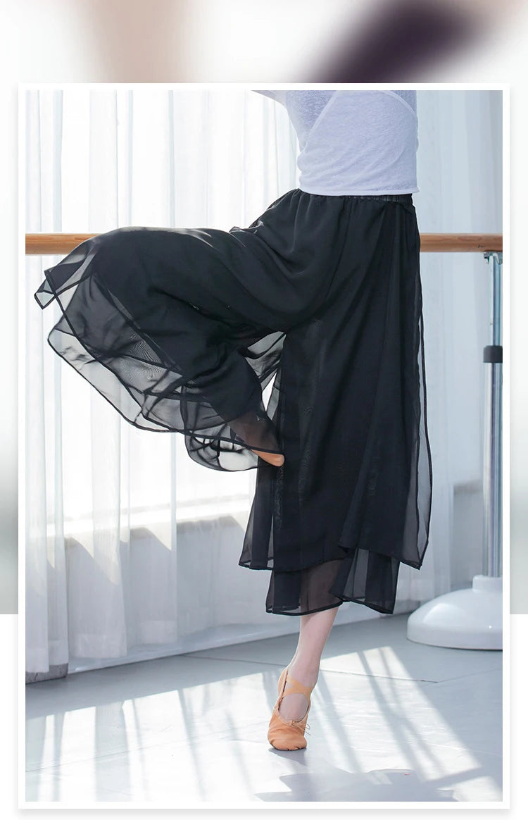 Modern Dance Training Pants Adult Classical Yoga Costumes Chiffon Elegant Wide-Legged Pants Form High Quality