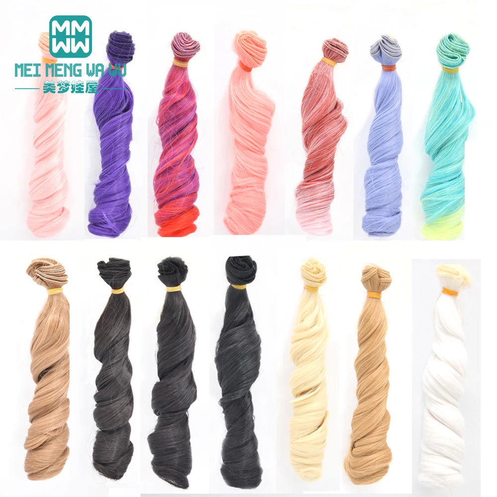 1pcs 15cm*100CM curl brown golden black khaki BJD Doll Wigs hair for 1/3 1/4 BJD dolls