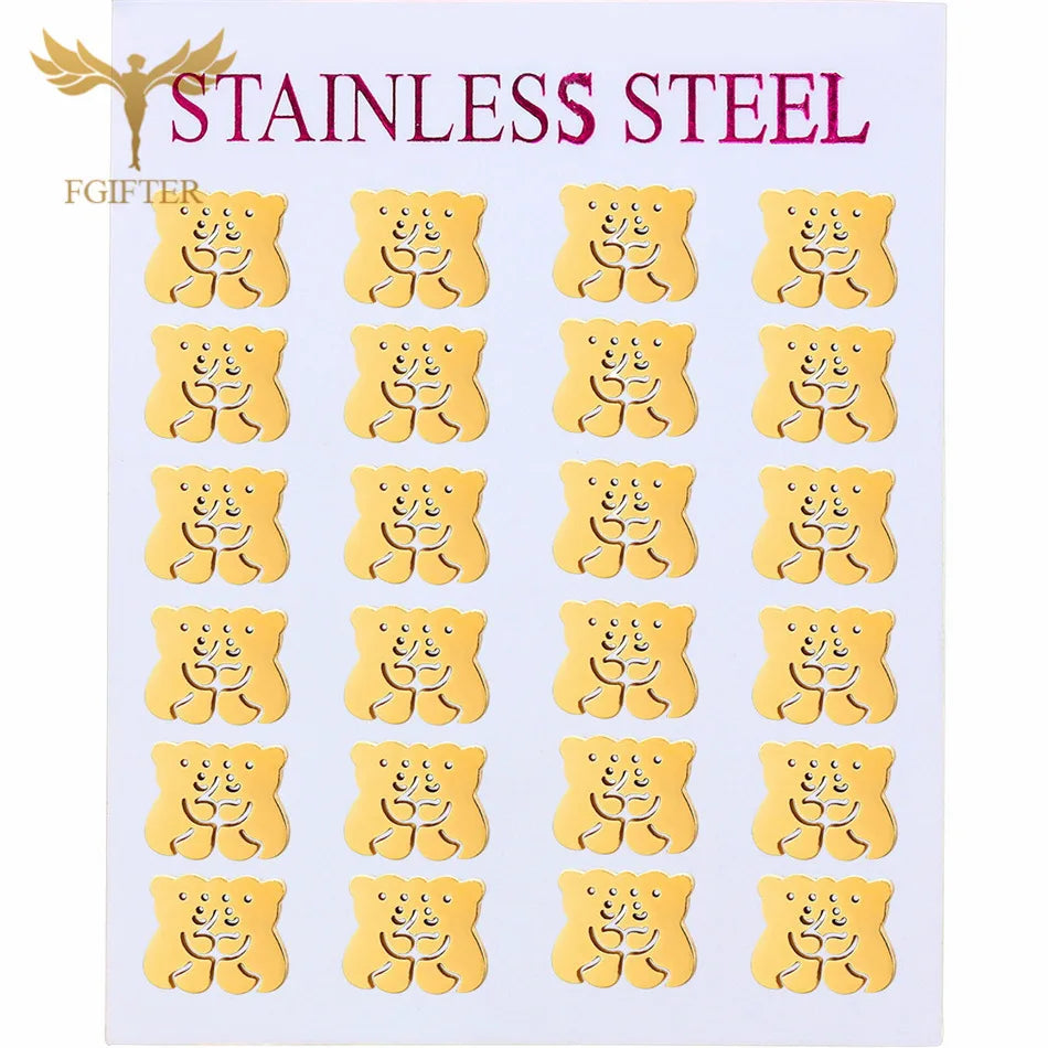 Wholesale Stainless Steel Earrings for Women Girl Animal Clover Flower Cat Bird Unicorn Bear Butterfly Dragonfly Dog Ear Studs