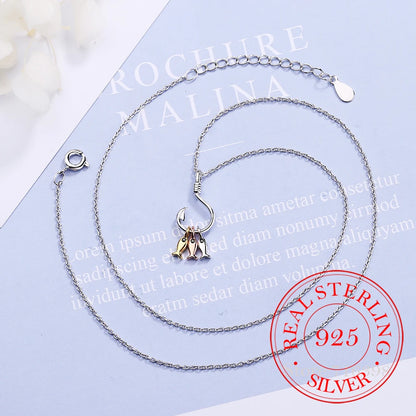 925 Sterling Silver Necklace For Women Cute Fish and Fish Hook Necklace Colar De Prata Chain Jewelry