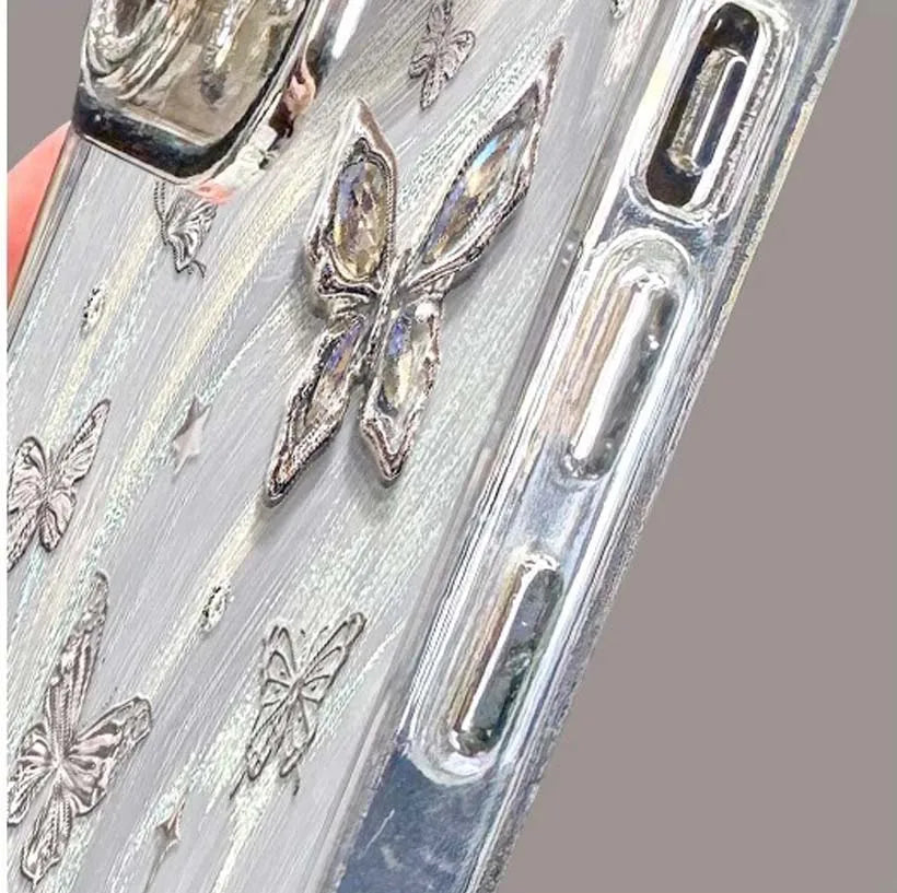 Metal Bracelet Butterfly Camera Lens Protection Film PC Mobile Phone Cover Case for Iphone X Xr Xs 11 12 13 14 15 16 Pro Max