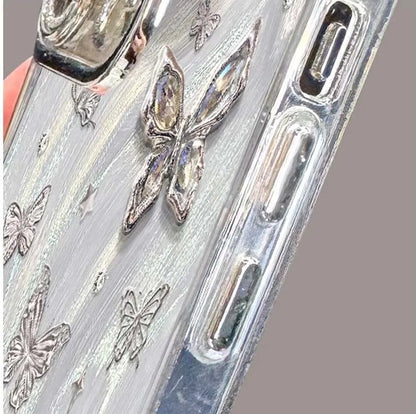 Metal Bracelet Butterfly Camera Lens Protection Film PC Mobile Phone Cover Case for Iphone X Xr Xs 11 12 13 14 15 16 Pro Max