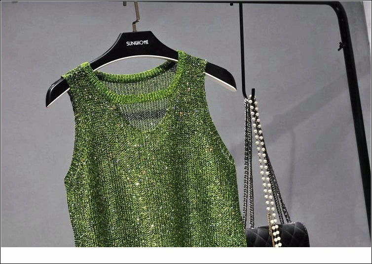 Tops Women 2023  Womens Fashion  Korean Tank Top  Heart Cut Out Top Sexy Hollow Out Bright Piece of Knitting Condole Belt Vest