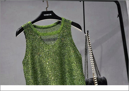 Tops Women 2023  Womens Fashion  Korean Tank Top  Heart Cut Out Top Sexy Hollow Out Bright Piece of Knitting Condole Belt Vest