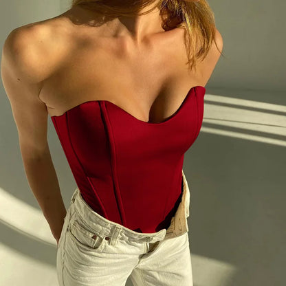 Sexy Women Tube Tops Solid Sleeveless Slim Skinny Corset Cropped Top 2025 Summer Casual Elegant Female Strapless Vest