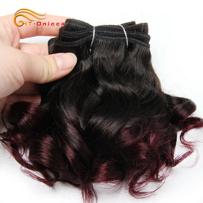 Curly Brazilian Hair Weave Bundles Bouncy Opran Curls Ombre Human Hair Bundles 8 Inch 6 Bundles Short Hair Extension