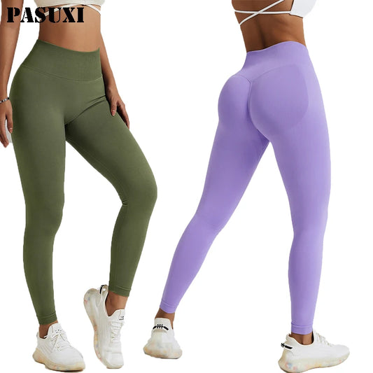 PASUXI Wholesale Custom Workout Yoga Pants Women's High Waist Sport Leggings Gym Tights Butt Lifting Leggings