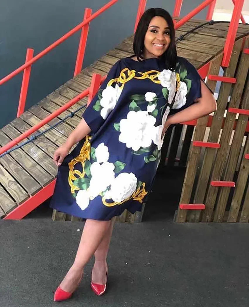 Printed Dresses For Women 2020 Fashion Design Loose Dress Batwing Maxi Long Femme Vestidos Summer Autumn Party Elegant Dress