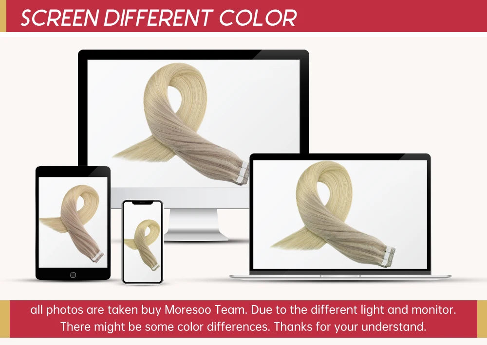 Moresoo Human Hair Bundles Weave in Double Wefted Machine Remy Hair Balayage Hair Pieces for Women Straight Weft Hair Extension