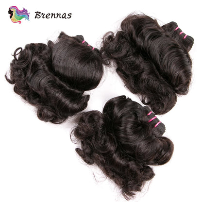 Double Drawn Human Hair Bundles Brazilian Funmi Hair Bouncy Curl 3 Bundles Deal Natural Color Human Hair Bundles Weave For Women