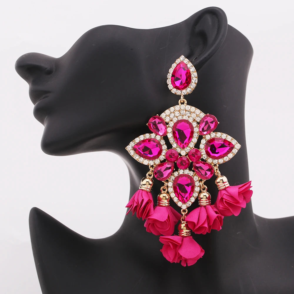 New Earrings Tassel Drop Earring Jewelry Earrings For Women Crystal Earrings Crown Dangle Earrings Long Earrings Boho Earings