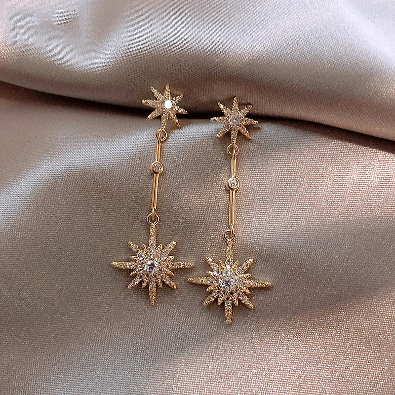 Fashion crystal star long earrings for women with earrings for friends gift trendy Earrings exaggerated Earrings