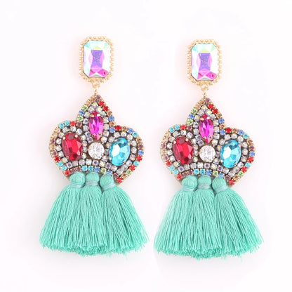 New Earrings Tassel Drop Earring Jewelry Earrings For Women Crystal Earrings Crown Dangle Earrings Long Earrings Boho Earings