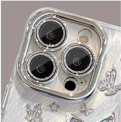 Metal Bracelet Butterfly Camera Lens Protection Film PC Mobile Phone Cover Case for Iphone X Xr Xs 11 12 13 14 15 16 Pro Max