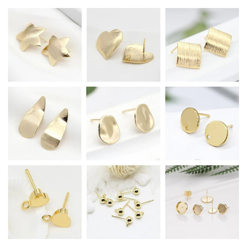 18K Gold Plated Brass Crystal Earrings Findings Earwire Clasps Hooks For DIY Women Handmade Earrings Accessories Wholesale