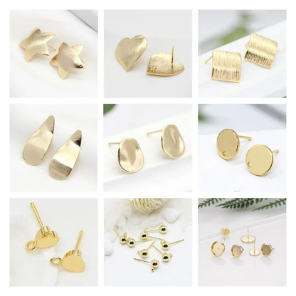 18K Gold Plated Brass Crystal Earrings Findings Earwire Clasps Hooks For DIY Women Handmade Earrings Accessories Wholesale