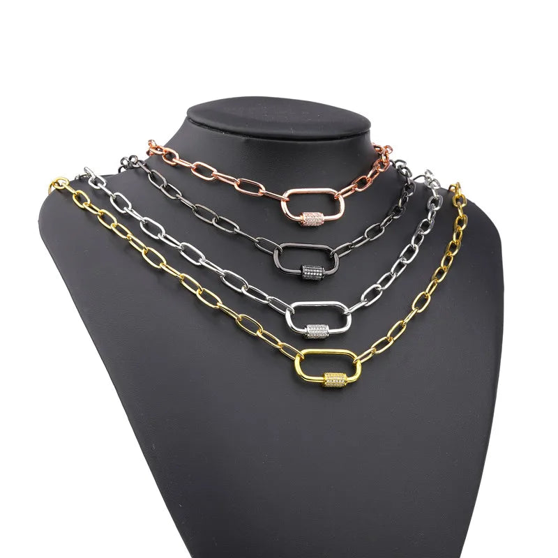 Necklace For Women Punk thick chain necklace zircon spiral Clasps pendant necklace women 2020 latest design charm jewelry