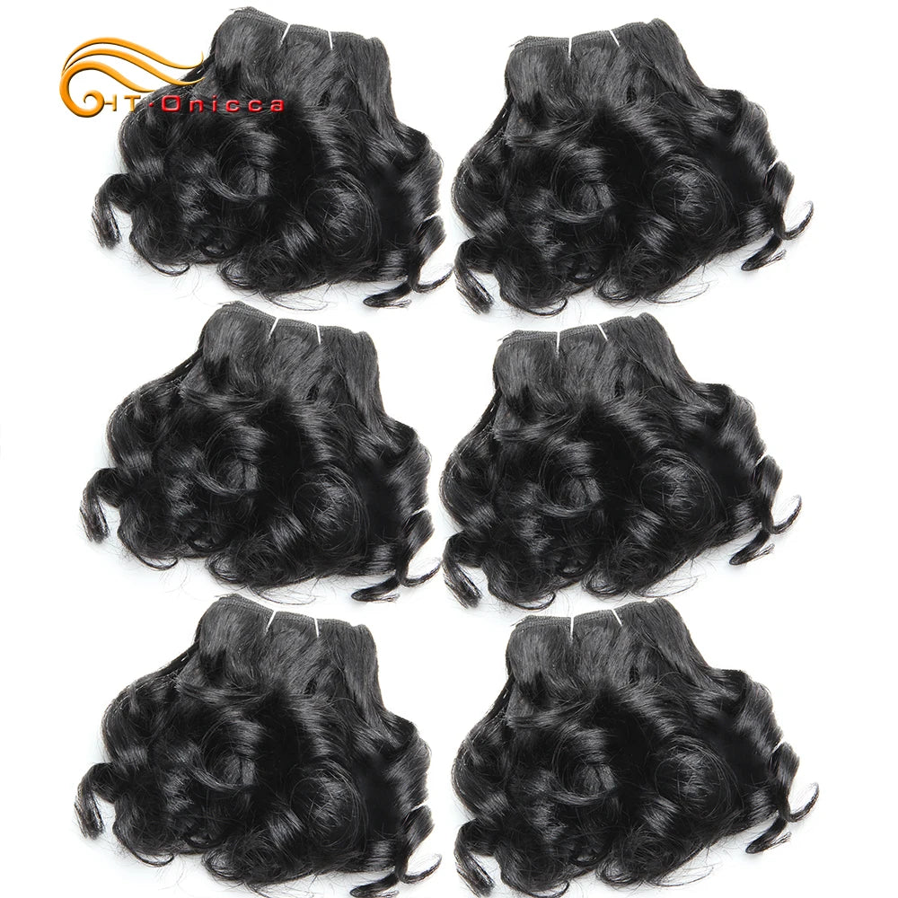 Curly Brazilian Hair Weave Bundles Bouncy Opran Curls Ombre Human Hair Bundles 8 Inch 6 Bundles Short Hair Extension